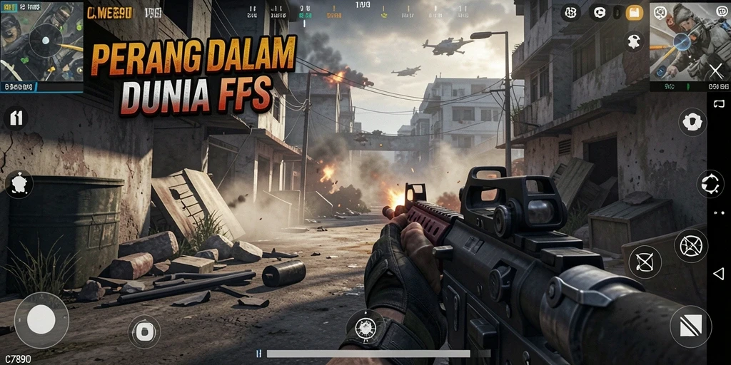 Tampilan dinamis gameplay C7890 dalam mode FPS yang mendebarkan.