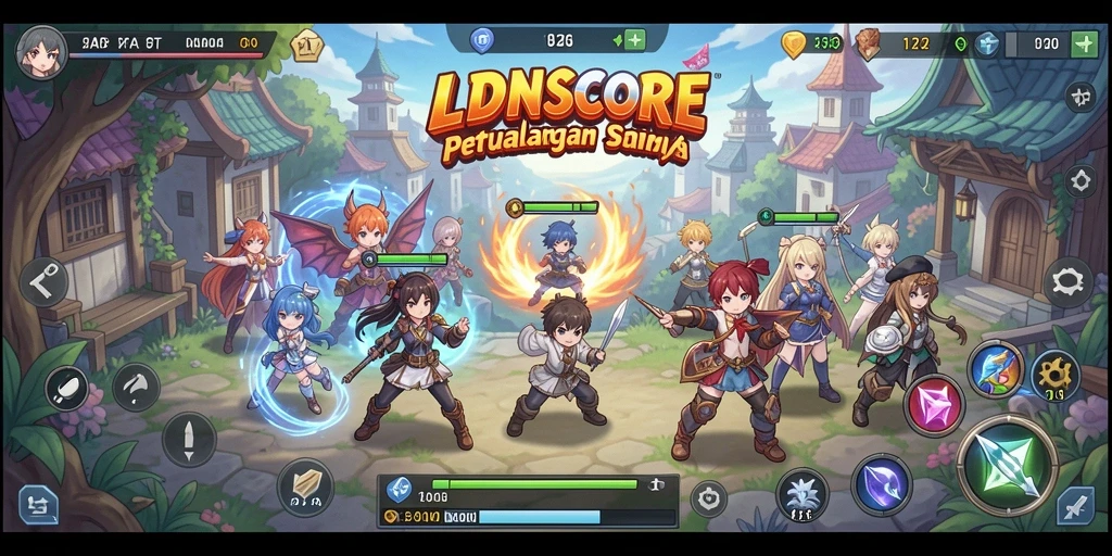 Screenshot LDNSCORE menampilkan karakter anime dalam pertarungan epik.