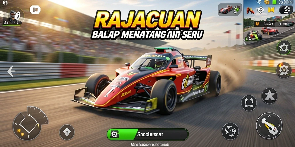 Screenshot gameplay yang menampilkan aksi balap menegangkan.