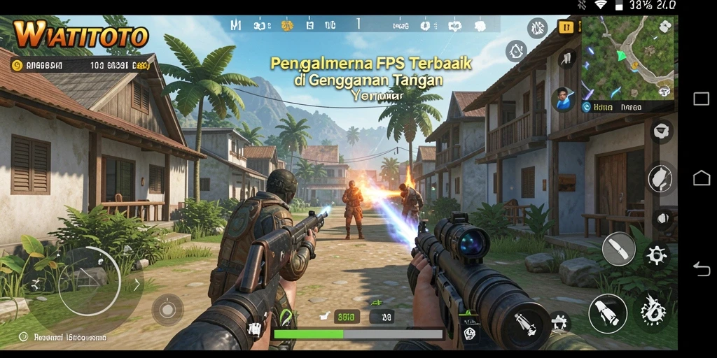 Tampilan mendebarkan dari gameplay WATITOTO di arena FPS.